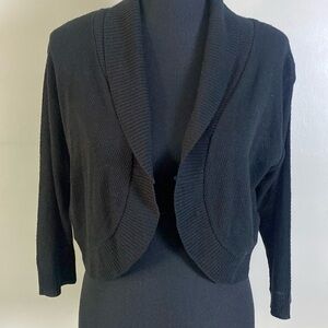 Maurices Black Cropped Open Front Cardigan Sweater Lightweight 3/4 Sleeves L NWT